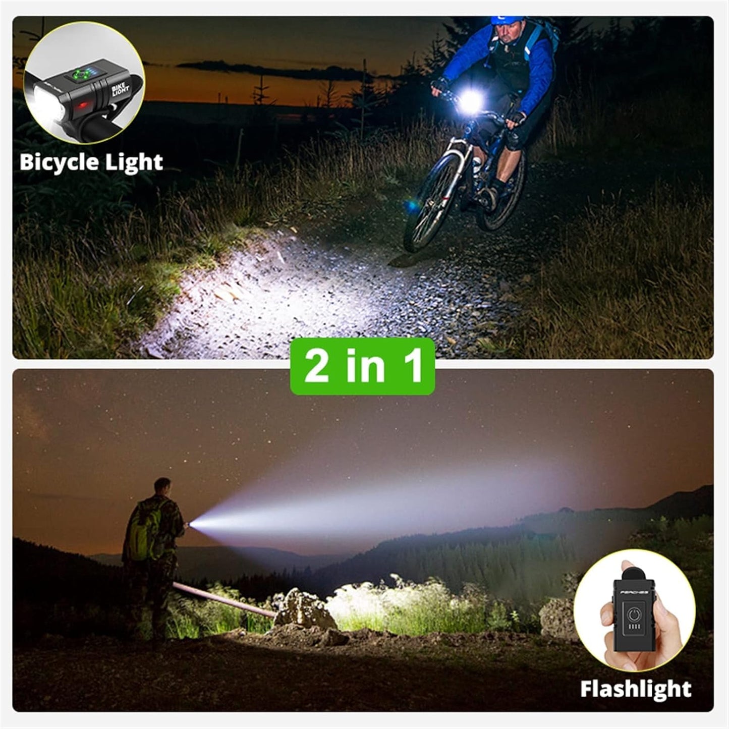 LumiRide Pro™ | Linterna para bicicleta 2 en 1
